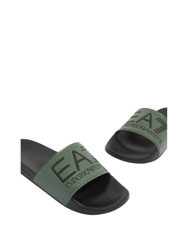 Ea7 Ciabatte Ea7 Con Maxi Logo - Nero/Verde