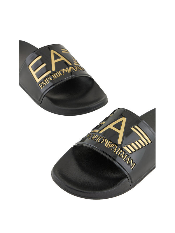 Ea7 Ciabatte Ea7 Con Maxi Logo - Nero/Oro