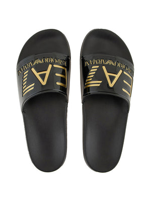 Ea7 Ciabatte Ea7 Con Maxi Logo - Nero/Oro