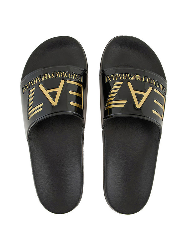 Ea7 Ciabatte Ea7 Con Maxi Logo - Nero/Oro