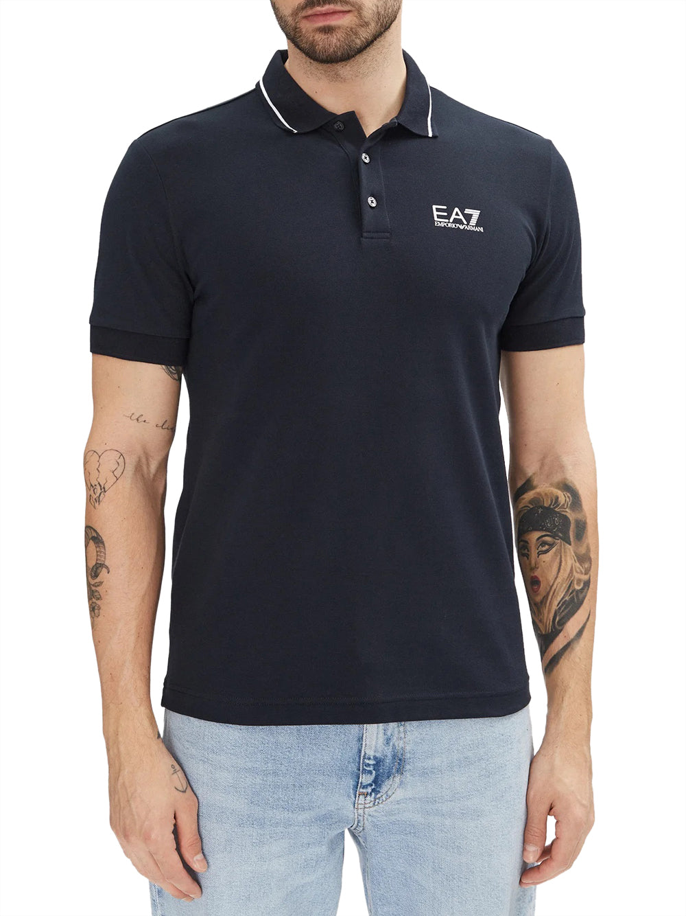 EA7 Polo Ea7 Logo Frontale - Navy