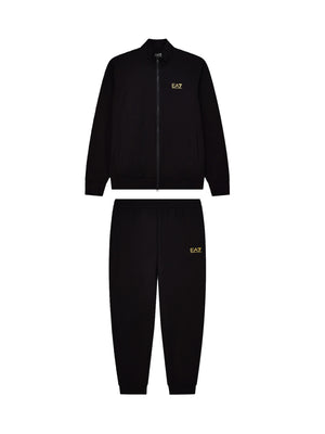 EA7 Tuta In Cotone Con Zip E Collo Montante Core Identity Ea7 - Nero/Oro