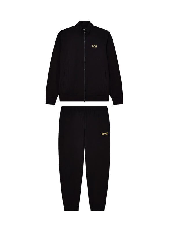 EA7 Tuta In Cotone Con Zip E Collo Montante Core Identity Ea7 - Nero/Oro
