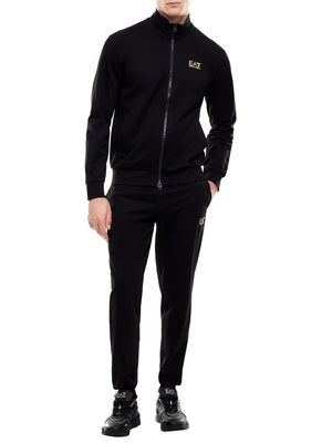 EA7 Tuta In Cotone Con Zip E Collo Montante Core Identity Ea7 - Nero/Oro