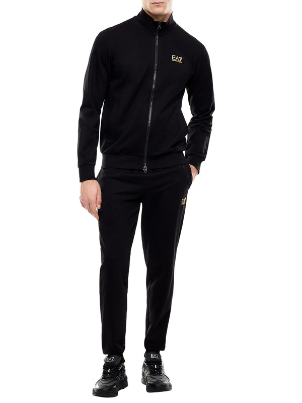 EA7 Tuta In Cotone Con Zip E Collo Montante Core Identity Ea7 - Nero/Oro
