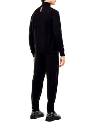 EA7 Tuta In Cotone Con Zip E Collo Montante Core Identity Ea7 - Nero/Oro