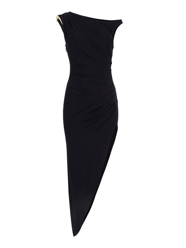Elisabetta Franchi Abito Elisabetta Franchi In Jersey Crêpe Con Spallina Gioiello - Nero
