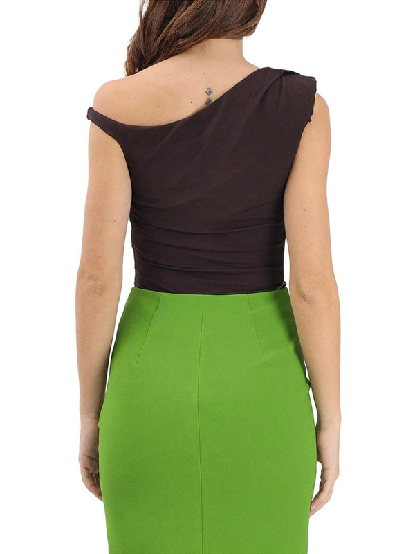 Elisabetta Franchi Body In Jersey Elisabetta Franchi Con Spalla Gioiello - Marrone Scuro