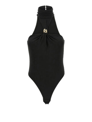 Elisabetta Franchi Body Elisabetta Franchi In Jersey Crêpe Con Dettaglio Gioiello - Nero