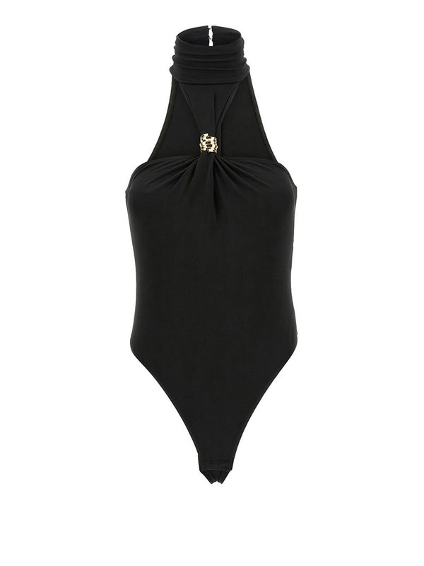 Elisabetta Franchi Body Elisabetta Franchi In Jersey Crêpe Con Dettaglio Gioiello - Nero