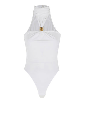 Elisabetta Franchi Body Elisabetta Franchi In Jersey Crêpe Con Dettaglio Gioiello - Avorio