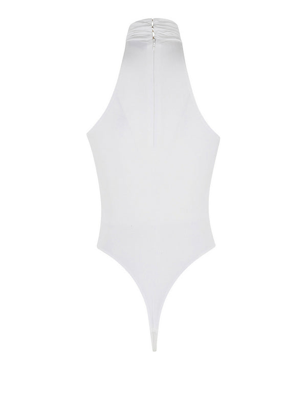 Elisabetta Franchi Body Elisabetta Franchi In Jersey Crêpe Con Dettaglio Gioiello - Avorio