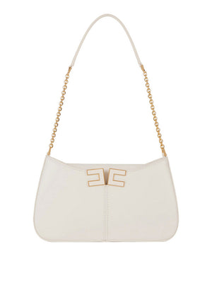 Elisabetta Franchi Borsa a Spalla Elisabetta Franchi Con Dettaglio Logo - Avorio