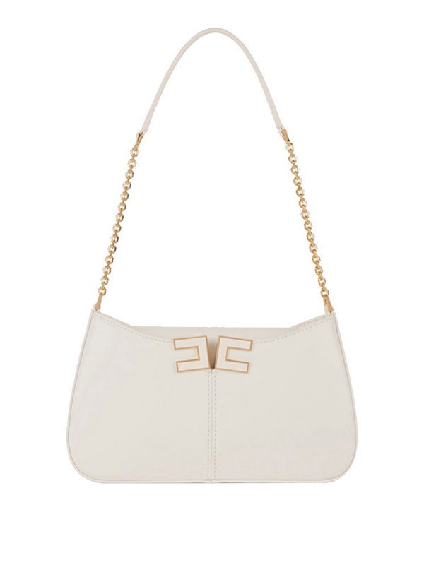 Elisabetta Franchi Borsa a Spalla Elisabetta Franchi Con Dettaglio Logo - Avorio