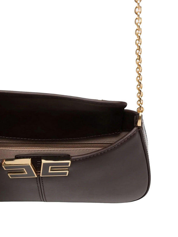 Elisabetta Franchi Borsa a Spalla Elisabetta Franchi Con Dettaglio Logo - Cacao