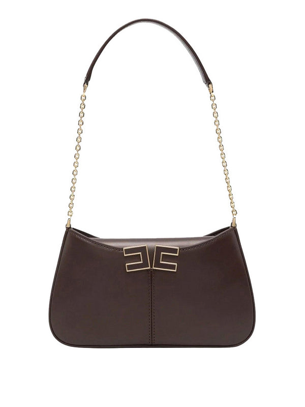 Elisabetta Franchi Borsa a Spalla Elisabetta Franchi Con Dettaglio Logo - Cacao