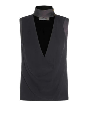 Elisabetta Franchi Top Elisabetta Franchi In Georgette Di Viscosa - Nero
