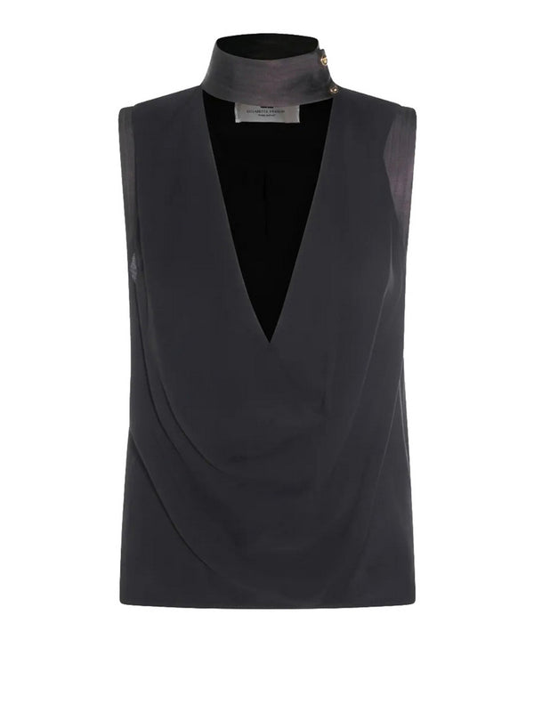 Elisabetta Franchi Top Elisabetta Franchi In Georgette Di Viscosa - Nero