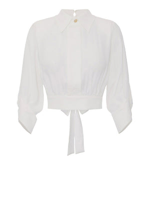 Elisabetta Franchi Camicia Elisabetta Franchi In Georgette Con Fusciacca - Avorio