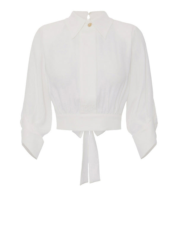 Elisabetta Franchi Camicia Elisabetta Franchi In Georgette Con Fusciacca - Avorio