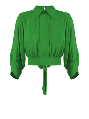 Elisabetta Franchi Camicia Elisabetta Franchi In Georgette Con Fusciacca - Verde
