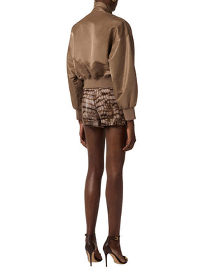 Elisabetta Franchi Bomber In Nylon Elisabetta Franchi - Argilla
