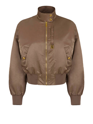 Elisabetta Franchi Bomber In Nylon Elisabetta Franchi - Argilla