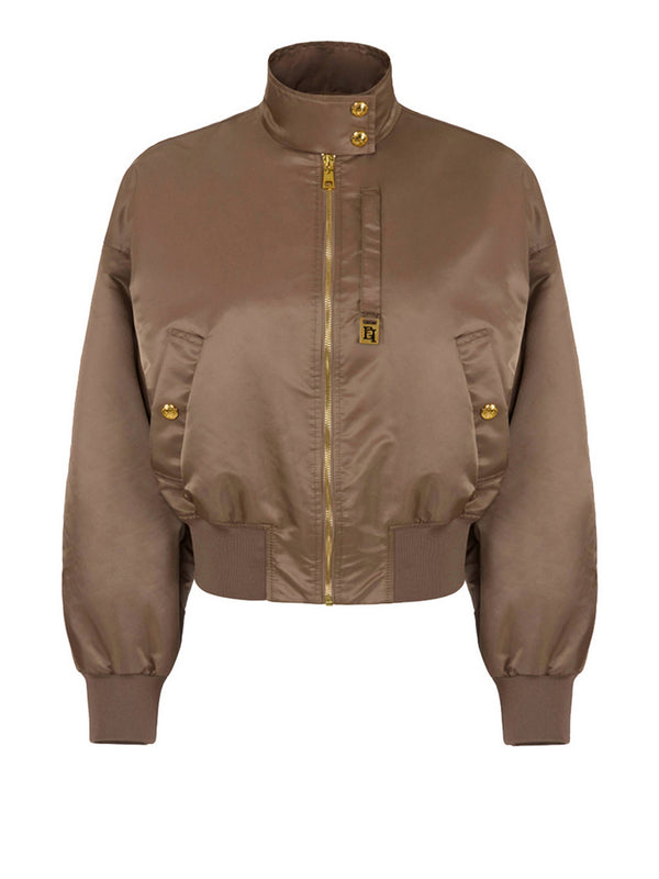 Elisabetta Franchi Bomber In Nylon Elisabetta Franchi - Argilla