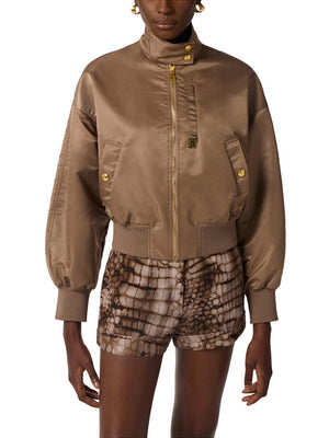 Elisabetta Franchi Bomber In Nylon Elisabetta Franchi - Argilla