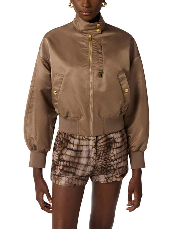 Elisabetta Franchi Bomber In Nylon Elisabetta Franchi - Argilla