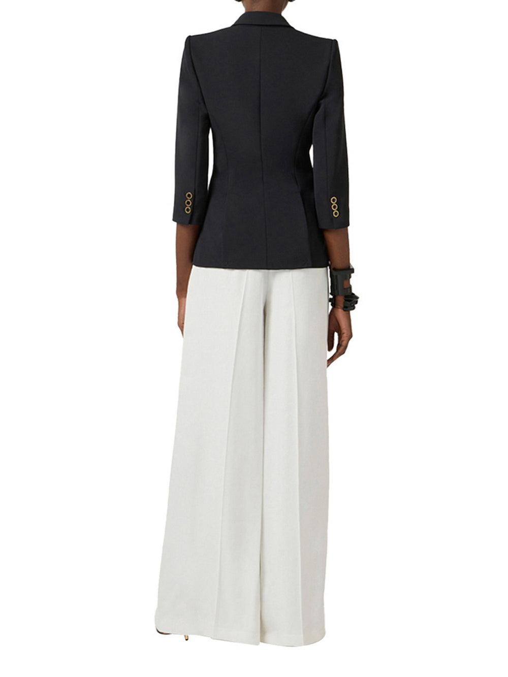 Elisabetta Franchi Giacca Elisabetta Franchi In Doppio Crêpe Stretch Con Dettagli Logo - Nero