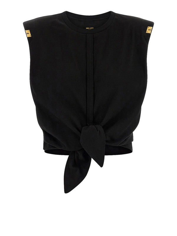 Elisabetta Franchi T-Shirt Elisabetta Franchi In Jersey Con Nodo - Nero