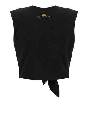 Elisabetta Franchi T-Shirt Elisabetta Franchi In Jersey Con Nodo - Nero