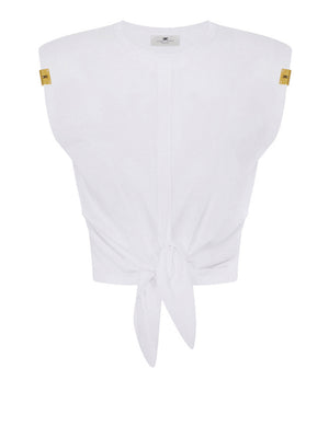 Elisabetta Franchi T-shirt Elisabetta Franchi in jersey con nodo Gesso