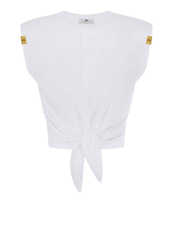 Elisabetta Franchi T-shirt Elisabetta Franchi in jersey con nodo Gesso