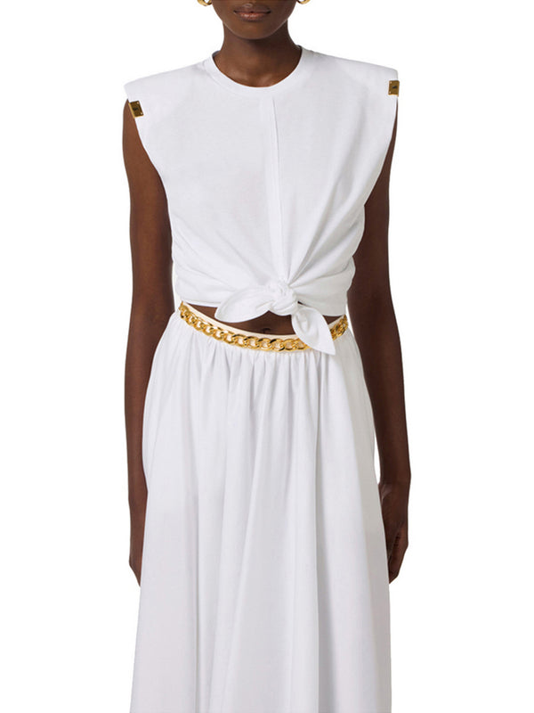 Elisabetta Franchi T-shirt Elisabetta Franchi in jersey con nodo Gesso