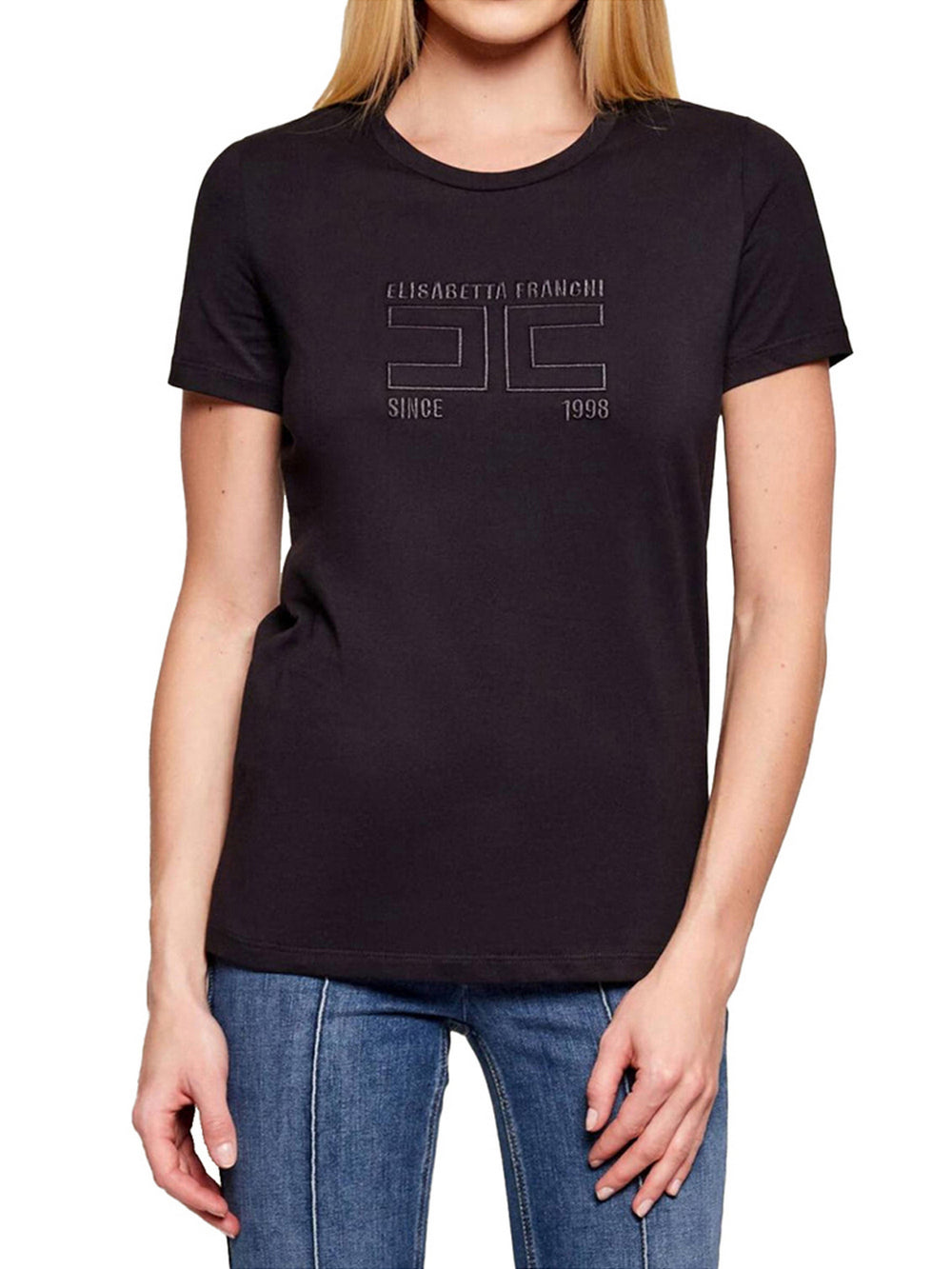 Elisabetta Franchi T-shirt In Jersey Elisabetta Franchi Con Logo Ricamato - Nero
