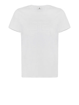 Elisabetta Franchi T-shirt Elisabetta Franchi In Jersey Con Logo Ricamato - Gesso