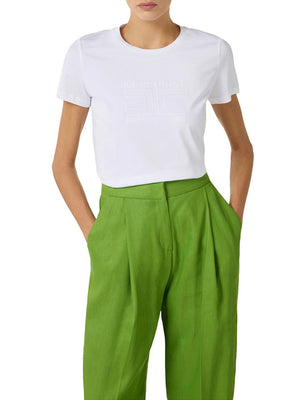 Elisabetta Franchi T-shirt Elisabetta Franchi In Jersey Con Logo Ricamato - Gesso