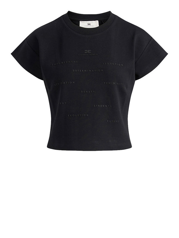 Elisabetta Franchi T-shirt Elisabetta Franchi in jersey con stampa lettering Nero