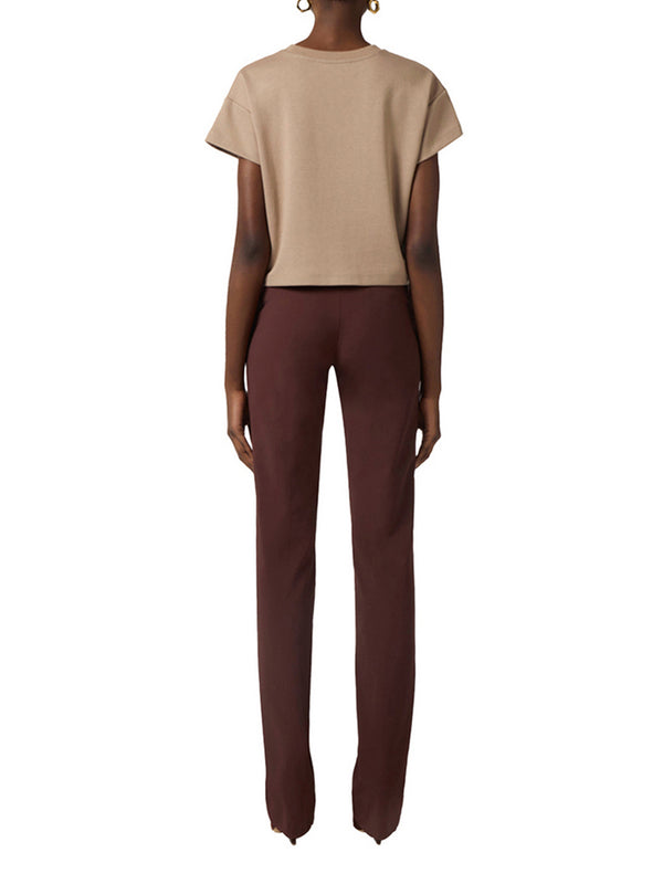 Elisabetta Franchi T-Shirt Elisabetta Franchi In Jersey Con Stampa Lettering - Argilla