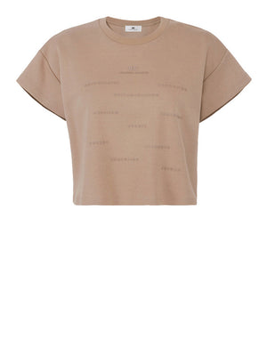 Elisabetta Franchi T-Shirt Elisabetta Franchi In Jersey Con Stampa Lettering - Argilla