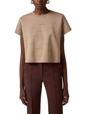 Elisabetta Franchi T-Shirt Elisabetta Franchi In Jersey Con Stampa Lettering - Argilla