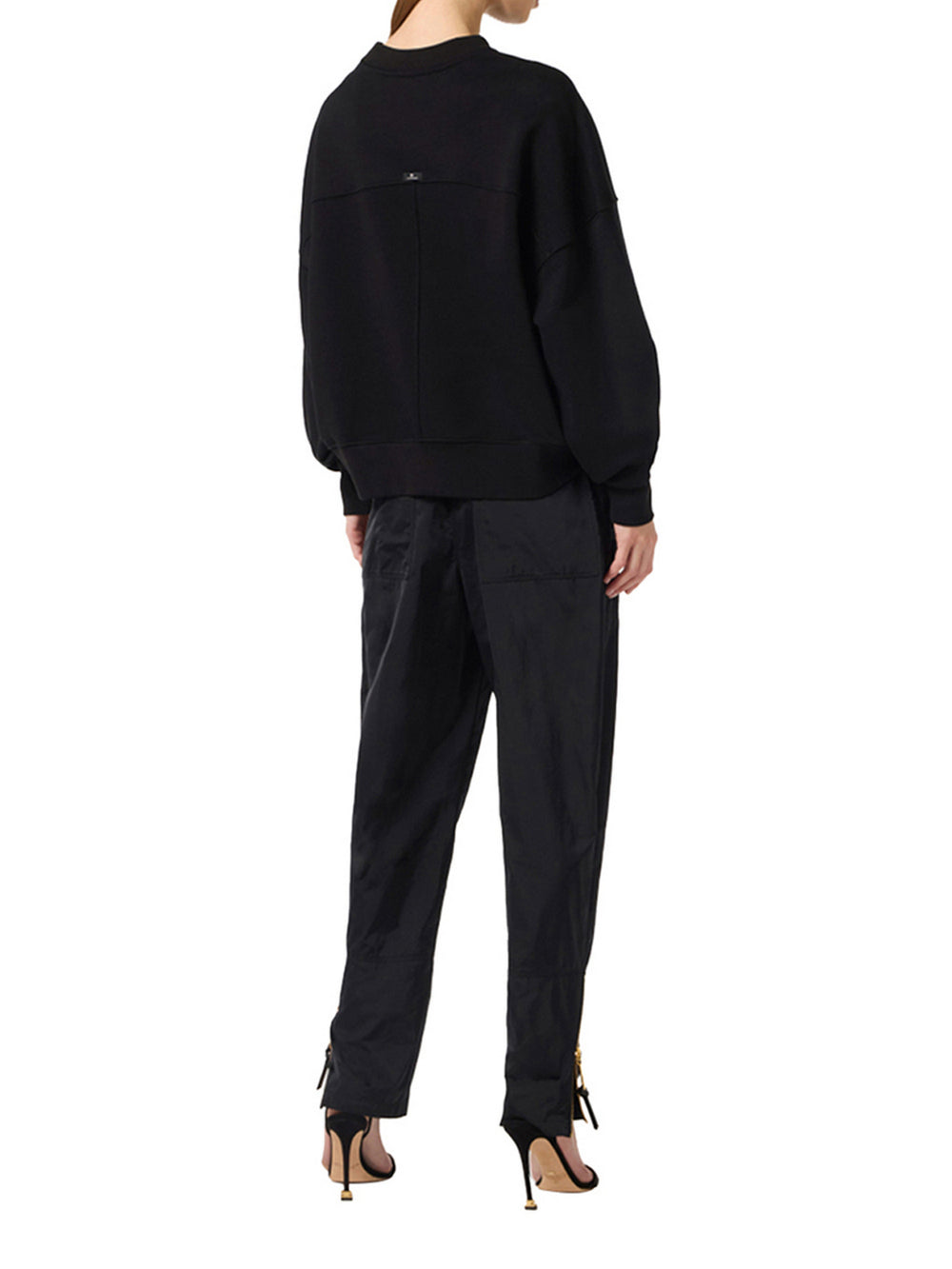 Elisabetta Franchi Felpa Elisabetta Franchi in cotone con logo embossed Nero