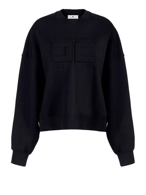 Elisabetta Franchi Felpa Elisabetta Franchi in cotone con logo embossed Nero