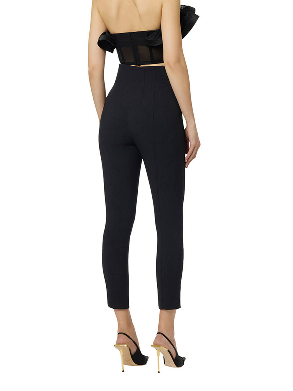 Elisabetta Franchi Pantaloni Elisabetta Franchi In Doppio Crêpe Stretch Con Dettagli Logo - nero