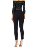 Elisabetta Franchi Pantaloni Elisabetta Franchi In Doppio Crêpe Stretch Con Logo Ricamato - Nero