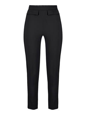 Elisabetta Franchi Pantaloni Elisabetta Franchi In Doppio Crêpe Stretch Con Logo Ricamato - Nero