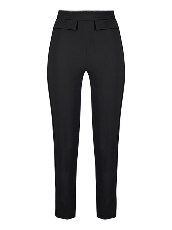 Elisabetta Franchi Pantaloni Elisabetta Franchi In Doppio Crêpe Stretch Con Logo Ricamato - Nero