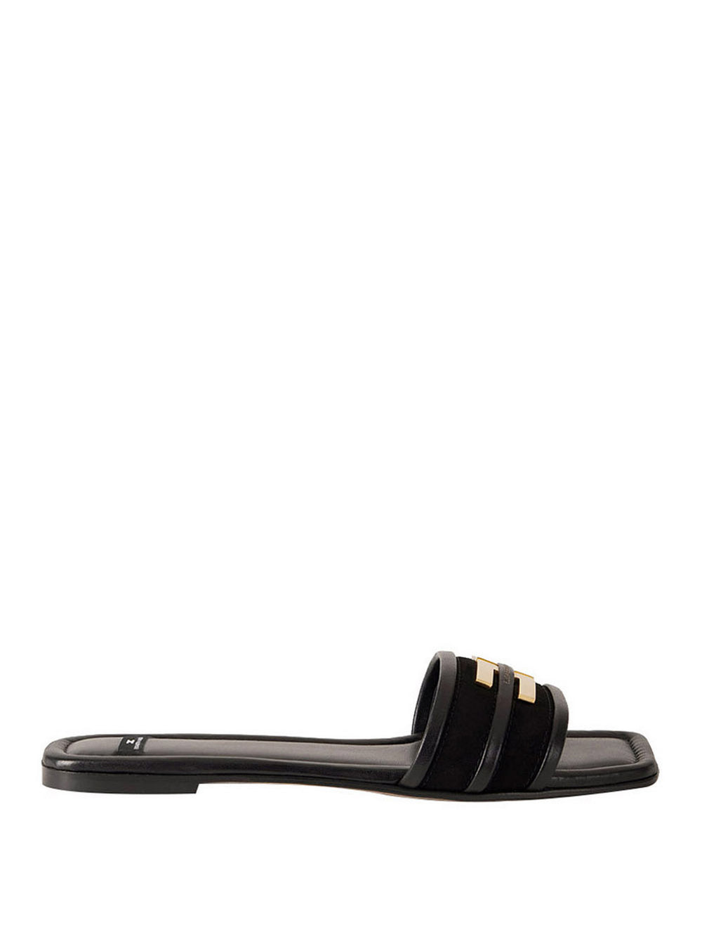 Elisabetta Franchi Sandalo Basso Elisabetta Franchi In Pelle Con Logo - Nero